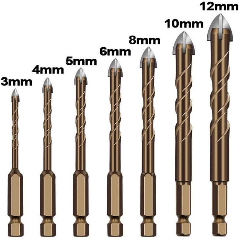 AliExpress Masonry Concrete Drill Bits For Glass Ceramic Tile Brick Plastic Wood Mason Hard Alloy Wall Hole Opener Hex Shank 3mm To 12mm, view 2