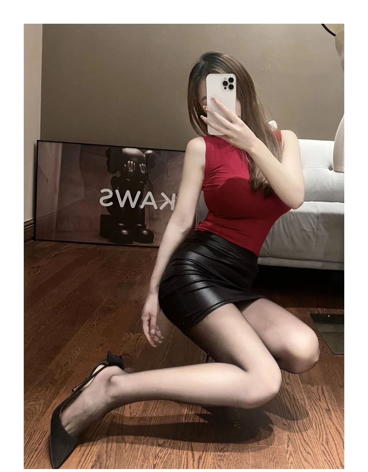 AliExpress Matte Leather Slim Mini Skirt High Waist Sexy Fashion Imitation PU Leather Skirt Short Korean Nightclub Streetwear for Women, view 2