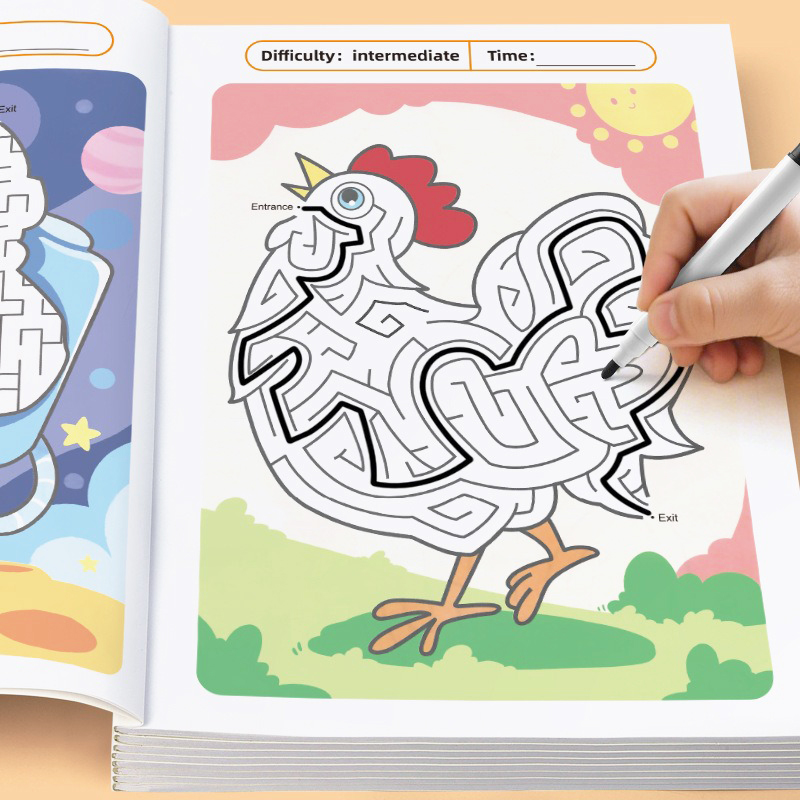 AliExpress Maze Game Book Enhancing Cognitive Development Attention Training Specific Concentration Puzzle Colorful Pages for Age 3-8, view 3