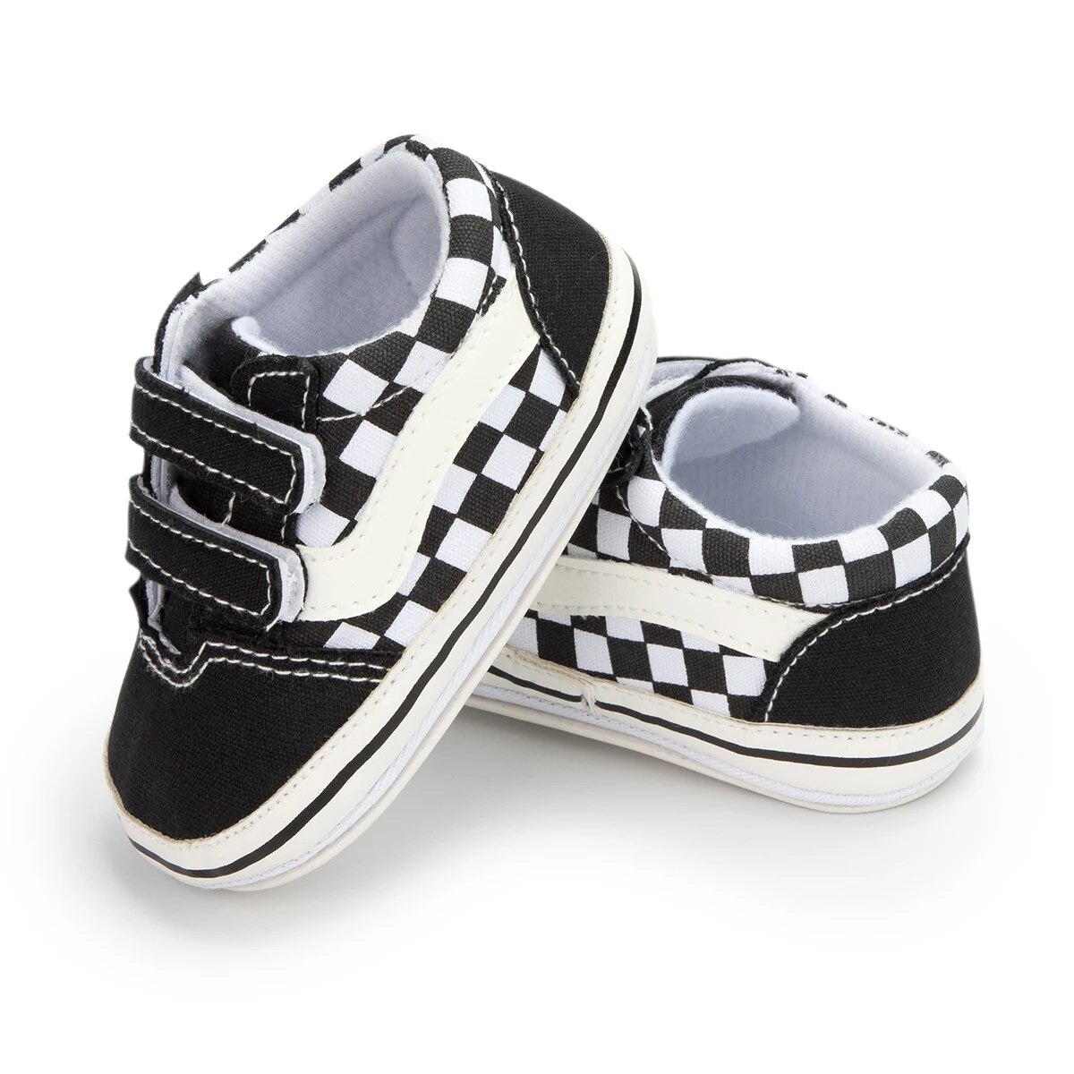 AliExpress Meckior Baby Boy Girl Shoes Canvas Sneakers Non-slip Rubber Sole Plaid Streaks First Walkers Infant Baby Unisex Casual Shoes, view 2