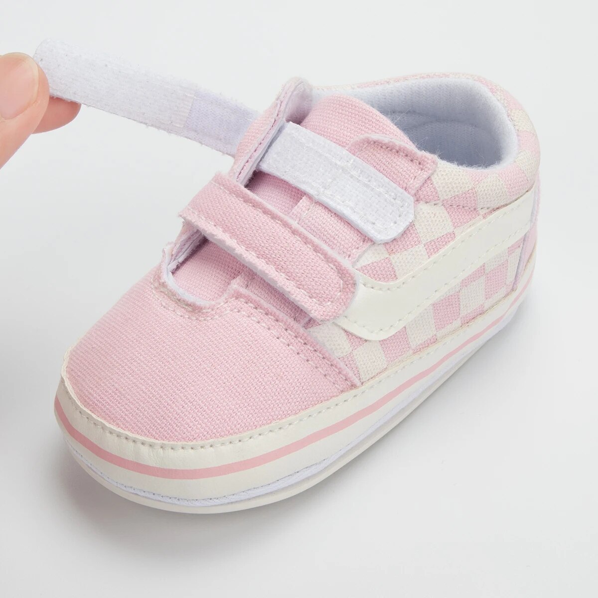 AliExpress Meckior Baby Boy Girl Shoes Canvas Sneakers Non-slip Rubber Sole Plaid Streaks First Walkers Infant Baby Unisex Casual Shoes, view 6
