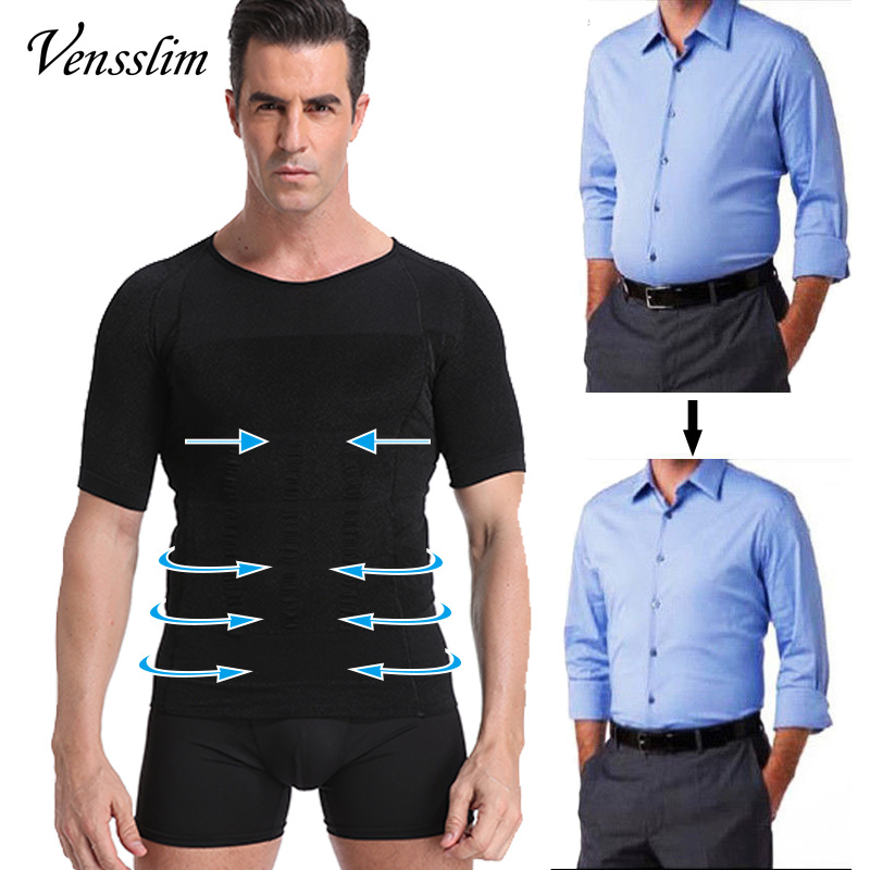 AliExpress Men Body Shaper Slimming Compression Shirts Gynecomastia Undershirt Seamless Waist Trainer Muscle Belly Weight Loss Shapewear, view 3