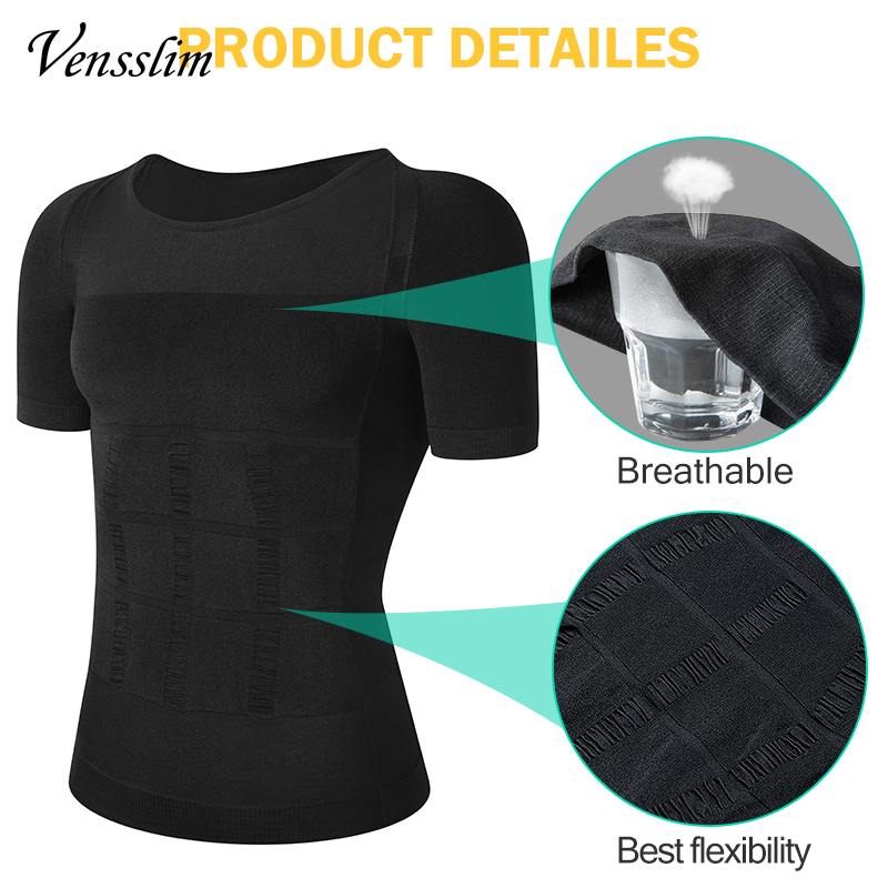 AliExpress Men Body Shaper Slimming Compression Shirts Gynecomastia Undershirt Seamless Waist Trainer Muscle Belly Weight Loss Shapewear, view 6