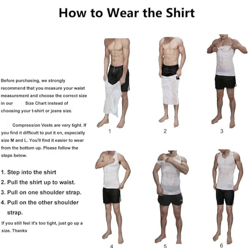 AliExpress Men Compression Shirts for Men Shapewear Chest Abdomen Control Body Shaper Slimming Undershirt Workout Vest Tank Top, view 3