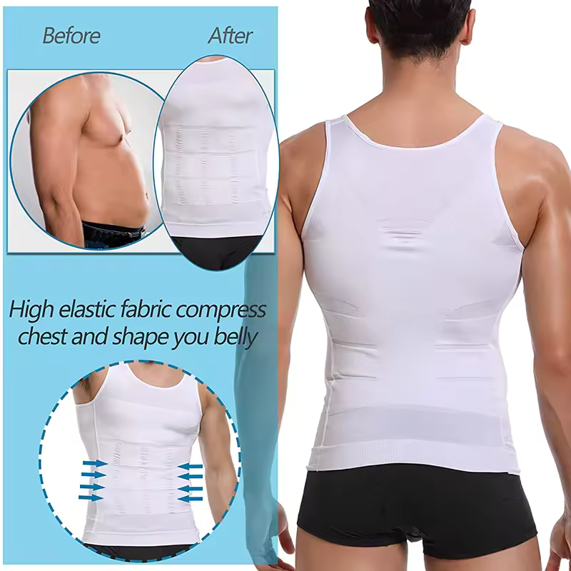 AliExpress Men Compression Vest Sleeveless Shapewear Slimming Body Shaper Shirt Gym Workout Corset Tummy Control Tank Top Abs Abdomen, view 4