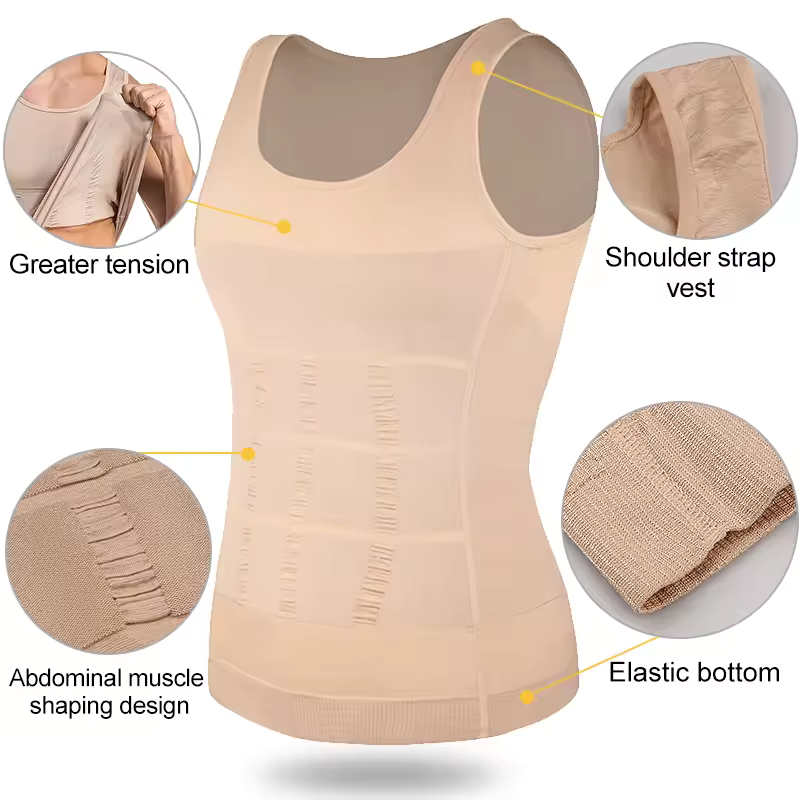AliExpress Men Compression Vest Sleeveless Shapewear Slimming Body Shaper Shirt Gym Workout Corset Tummy Control Tank Top Abs Abdomen, view 6