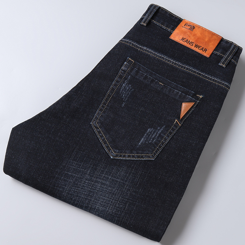 AliExpress Men Fashion Straight Jeans Mens 2024 New Stretch Slim Fit Pants Comfortable Soft Business Denim Trousers Male Brand Clothing, view 2