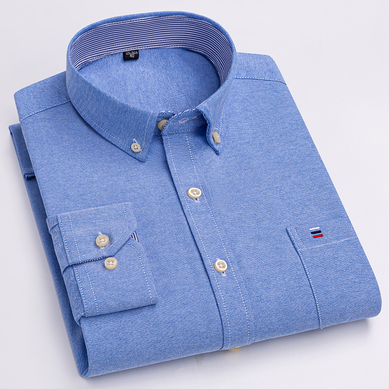 AliExpress Men's 100% Cotton Long-Sleeve Oxford Shirt