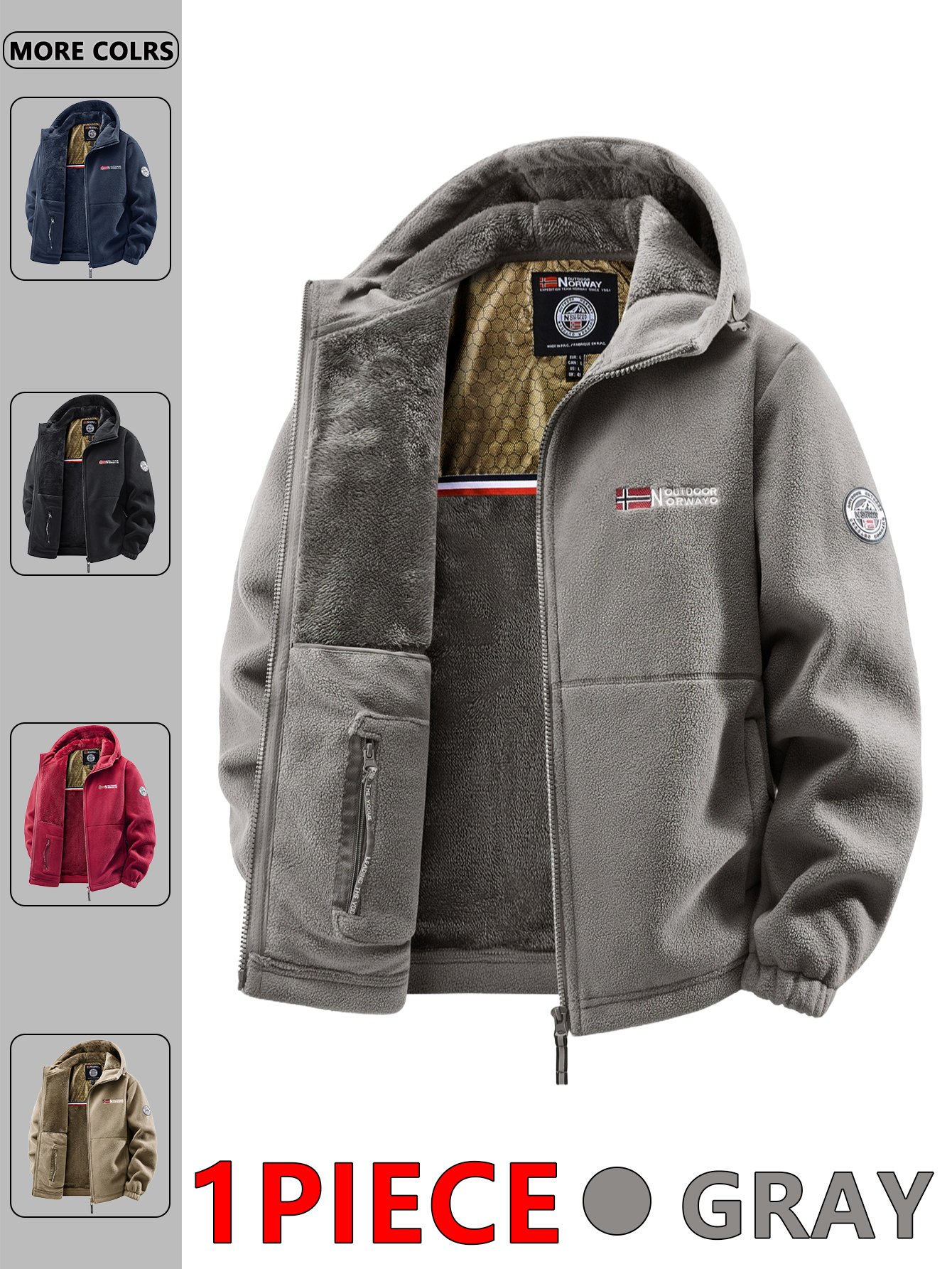 AliExpress Men's Autumn and Winter Outdoor Hooded Jacket, Single Piece, Suitable for Everyday Wear at Home, Travel, Parties, Commuting, Outdoor Fashion, Versatile, Stylish, Streetwear, Travel Apparel., view 4