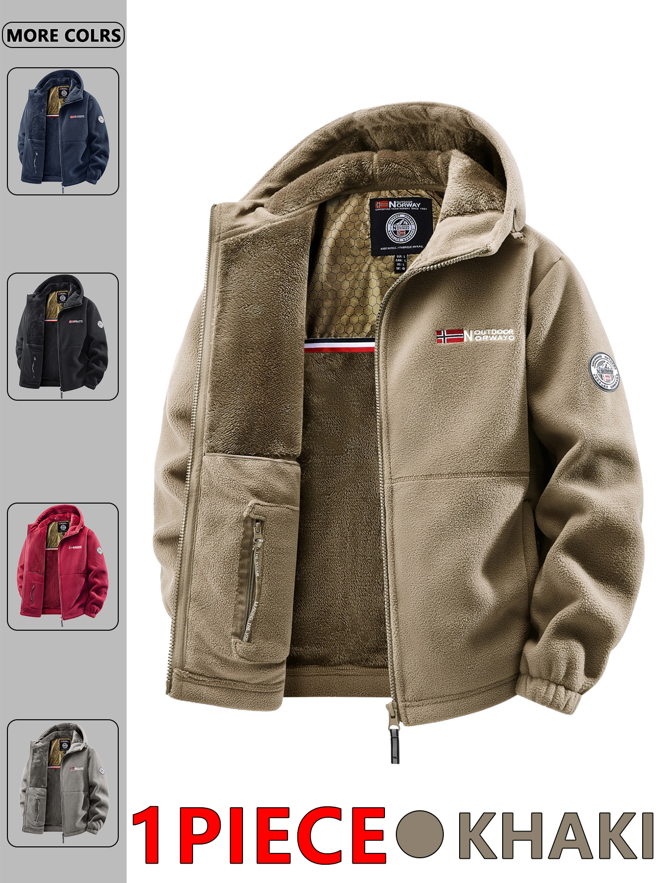 AliExpress Men's Autumn and Winter Outdoor Hooded Jacket, Single Piece, Suitable for Everyday Wear at Home, Travel, Parties, Commuting, Outdoor Fashion, Versatile, Stylish, Streetwear, Travel Apparel., view 5