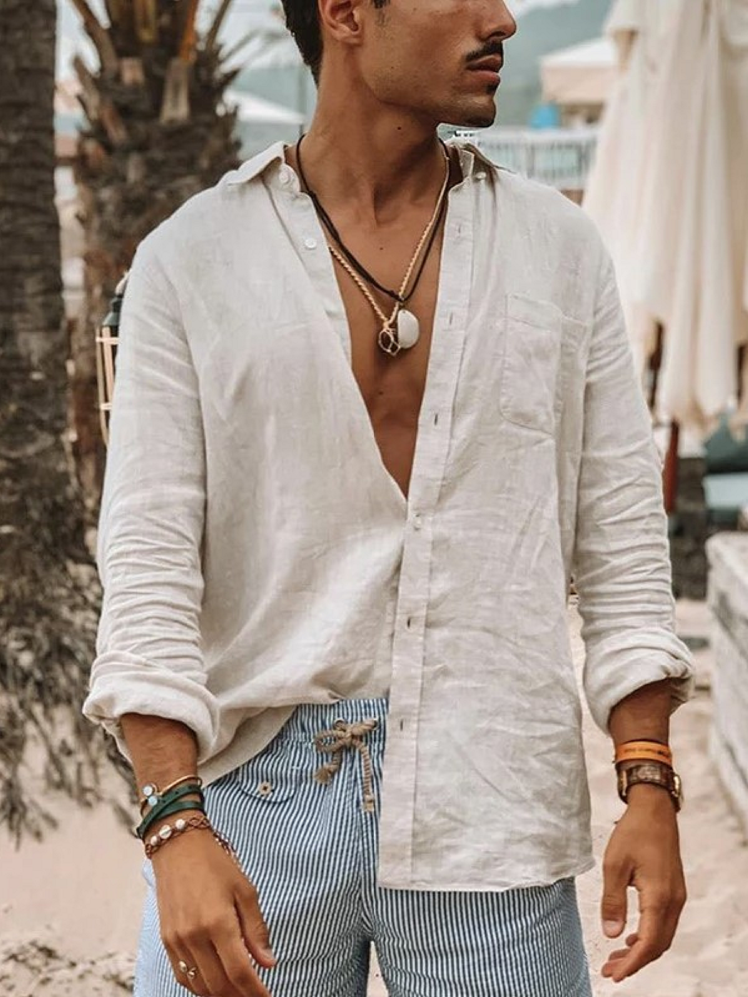 AliExpress Men's casual fashion solid color thin long-sleeved shirt, lapel cardigan, suitable for outdoor activities, view 4