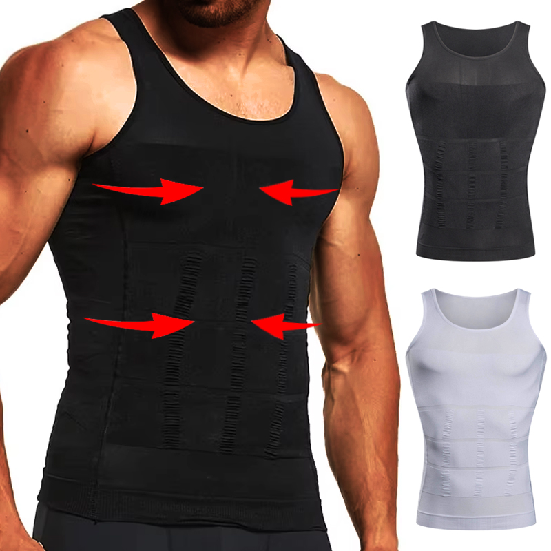 AliExpress Men's Compression Body Shaper Tank Top, Slimming Vest Abs Abdomen Slim Gym Workout Tummy Control Compression Tank Top Shapewear