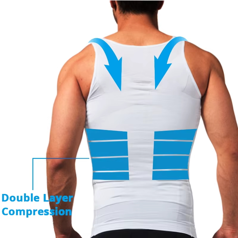 AliExpress Men's Compression Body Shaper Tank Top, Slimming Vest Abs Abdomen Slim Gym Workout Tummy Control Compression Tank Top Shapewear, view 3
