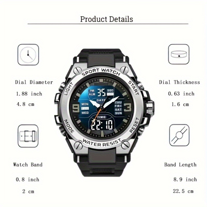 AliExpress Men's Digital Sports Watch with Alarm and Timer, view 5
