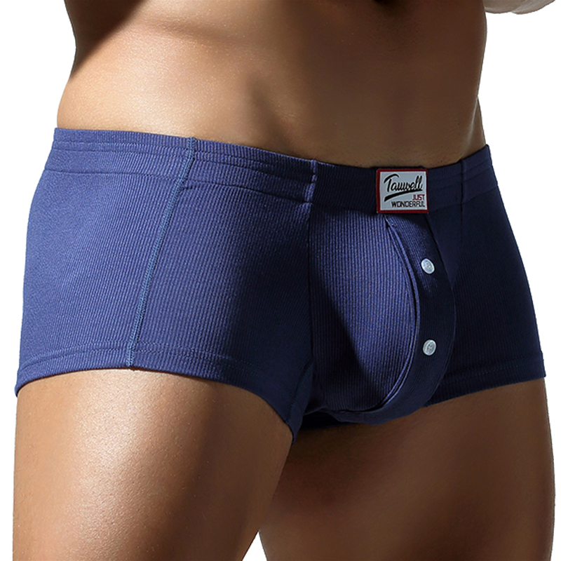 AliExpress Men's Flat Underwear, Made of Synthetic Cotton, High Elasticity, Raised, Button Decoration, Comfortable Slim Fit Solid Color, view 3