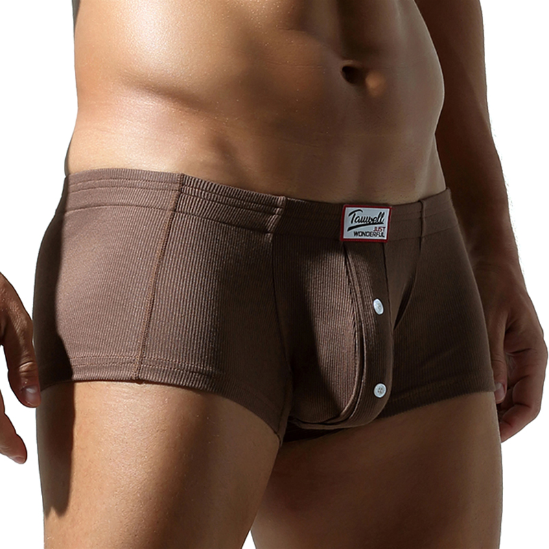 AliExpress Men's Flat Underwear, Made of Synthetic Cotton, High Elasticity, Raised, Button Decoration, Comfortable Slim Fit Solid Color, view 5