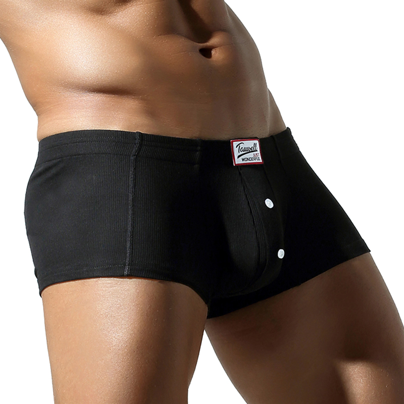 AliExpress Men's Flat Underwear, Made of Synthetic Cotton, High Elasticity, Raised, Button Decoration, Comfortable Slim Fit Solid Color, view 6