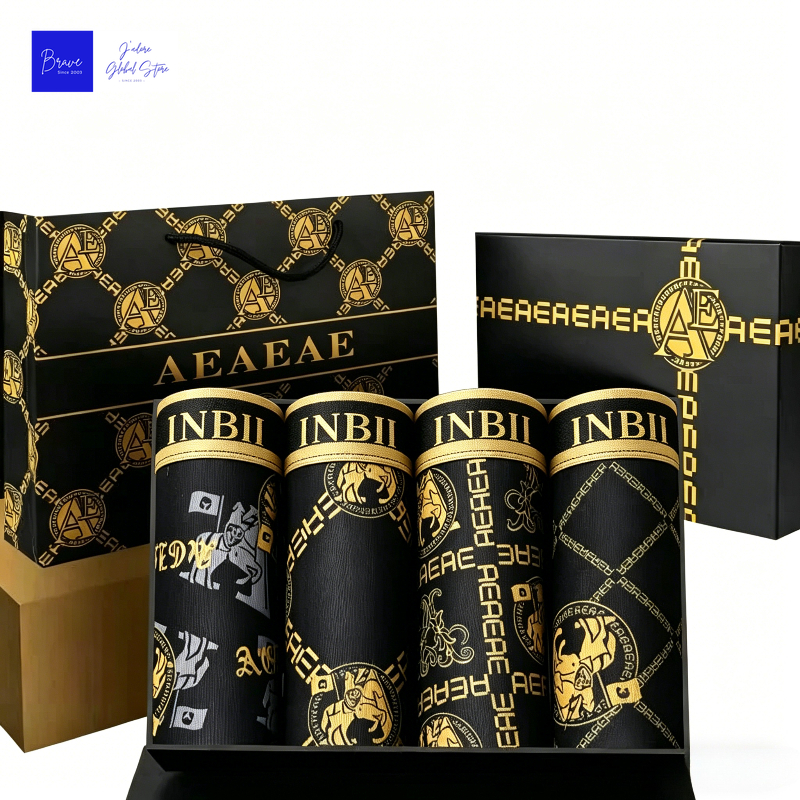 AliExpress Men's Luxury Baroque Print Boxer Briefs Sexy Antibacterial Breathable Retro Style Underwear Shorts Boys Thin Flat Corner Panties
