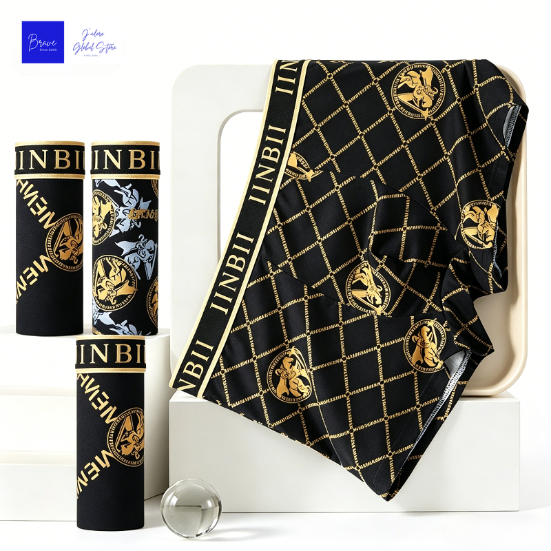 AliExpress Men's Luxury Baroque Print Boxer Briefs Sexy Antibacterial Breathable Retro Style Underwear Shorts Boys Thin Flat Corner Panties, view 2