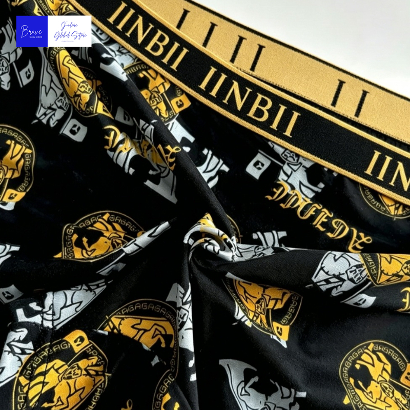 AliExpress Men's Luxury Baroque Print Boxer Briefs Sexy Antibacterial Breathable Retro Style Underwear Shorts Boys Thin Flat Corner Panties, view 5