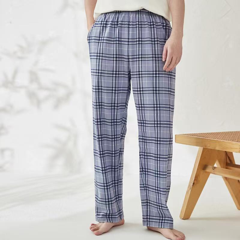AliExpress Men's Stylish Summer Pajama Pants, Thin Home Pants, Loose Breathable Air-Conditioned Pants with Elastic Waist, view 5