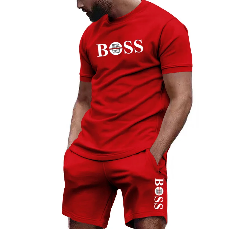 AliExpress Men's two-piece sportswear short sleeved T-shirt and pants set running and fitness sportswear 2026 summer big discount, view 2
