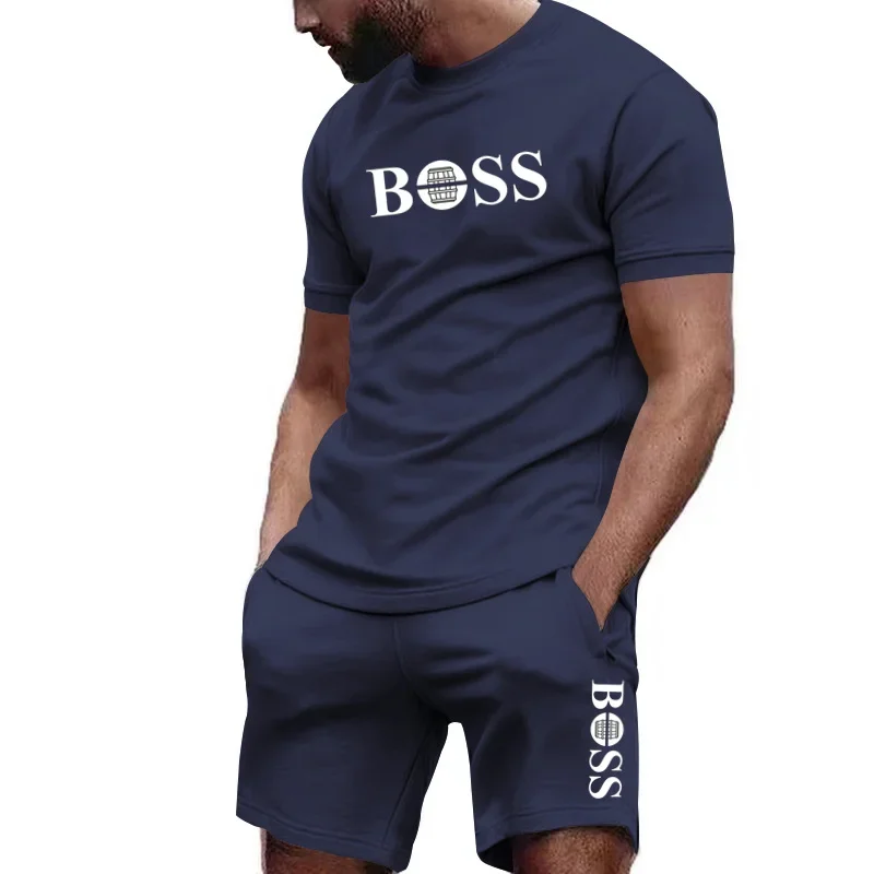 AliExpress Men's two-piece sportswear short sleeved T-shirt and pants set running and fitness sportswear 2026 summer big discount, view 4