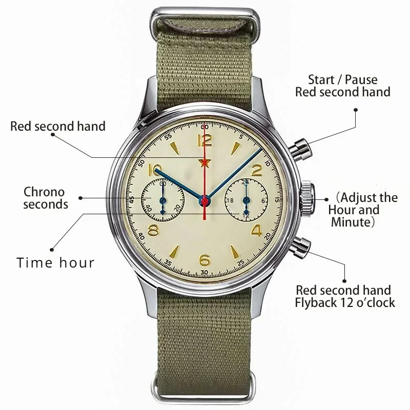 AliExpress Men's Retro Pilot Chronograph Watch (42 mm), view 5