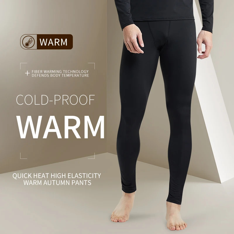 AliExpress Men's Winter Thermal Underwear Fleece Compression Pants Stay Warm and Comfortable During Sports and Running Activities