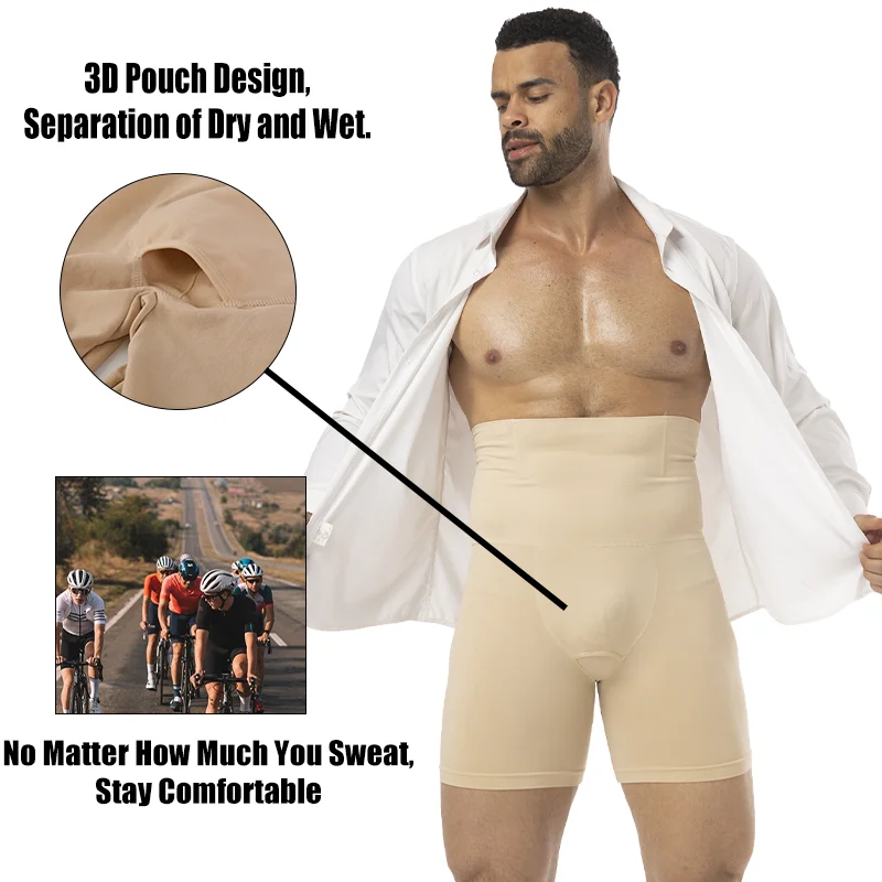 AliExpress Men Slimming Brief High Waist Breathable 3D Pouch Underwear Tummy Control Boxer Belly Flat Shapewear Pant Compression Shorts, view 2