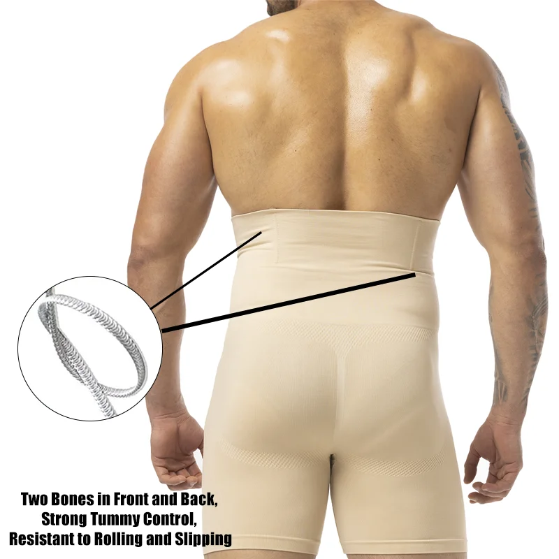 AliExpress Men Slimming Brief High Waist Breathable 3D Pouch Underwear Tummy Control Boxer Belly Flat Shapewear Pant Compression Shorts, view 3