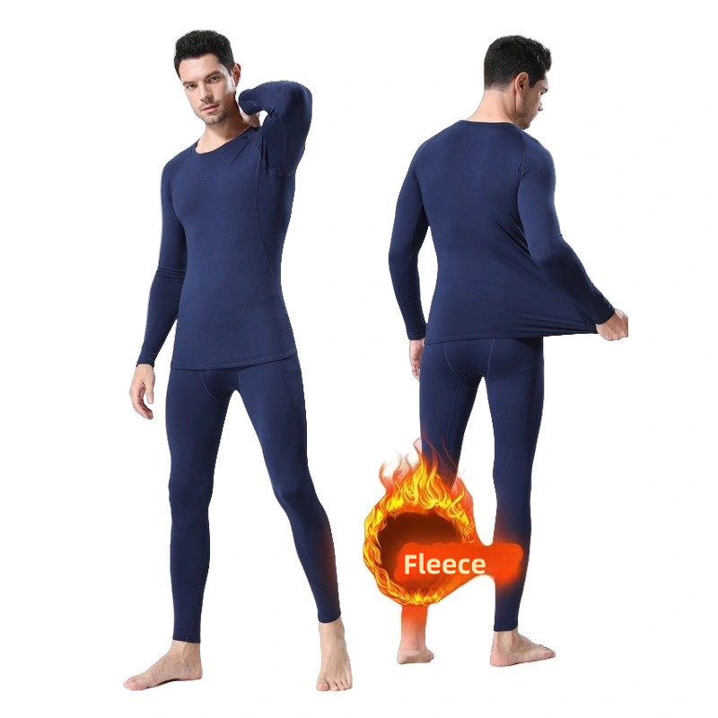 AliExpress Men Undershirts Men's Winter Thermal Underwear Thin Fleece Elastic Compression Fitness For Winter Sports First Layer Wear, view 4
