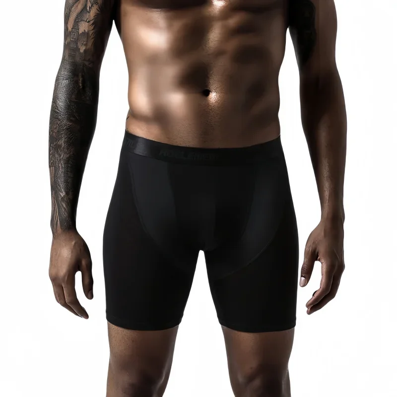 AliExpress Men Underwear Breathable Quick Drying Boxer Briefs Extended Length Skinny Fit Men Trunks Sport Boxers for Running Fitness, view 3