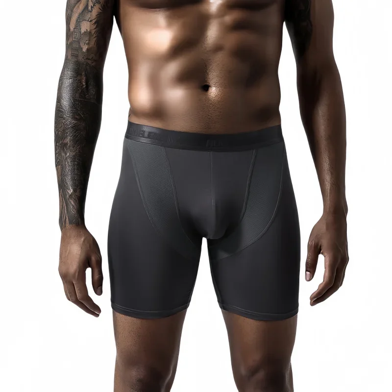 AliExpress Men Underwear Breathable Quick Drying Boxer Briefs Extended Length Skinny Fit Men Trunks Sport Boxers for Running Fitness, view 4