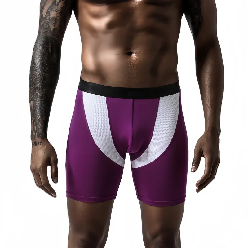 AliExpress Men Underwear Breathable Quick Drying Boxer Briefs Extended Length Skinny Fit Men Trunks Sport Boxers for Running Fitness, view 5