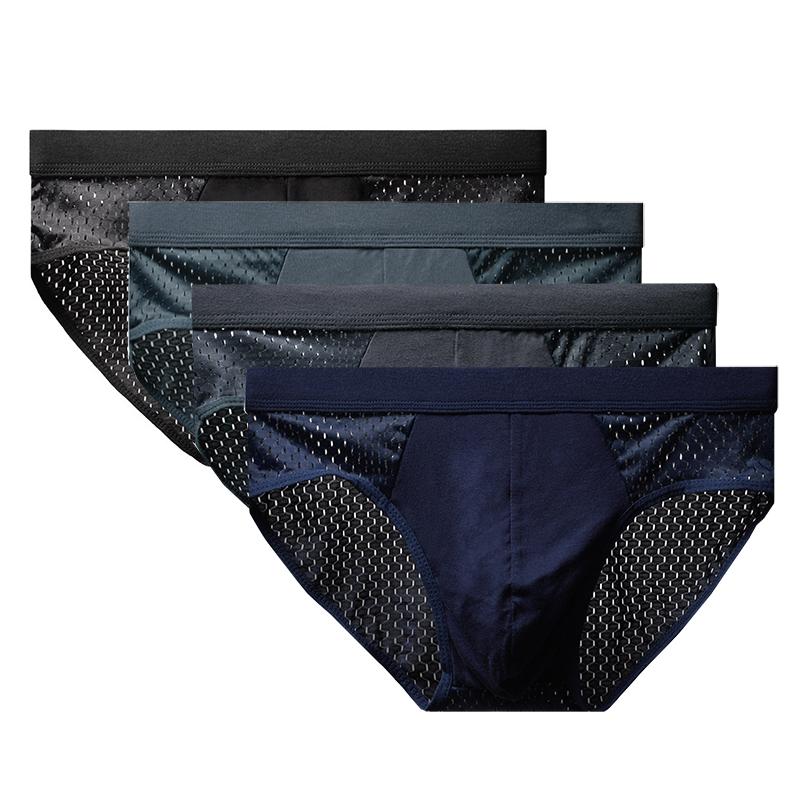 AliExpress Men Underwear Male Thin Breathable Triangle Panties for Men's Ice Silk Briefs Mesh Sexy Square Corner Pants for men's Shorts