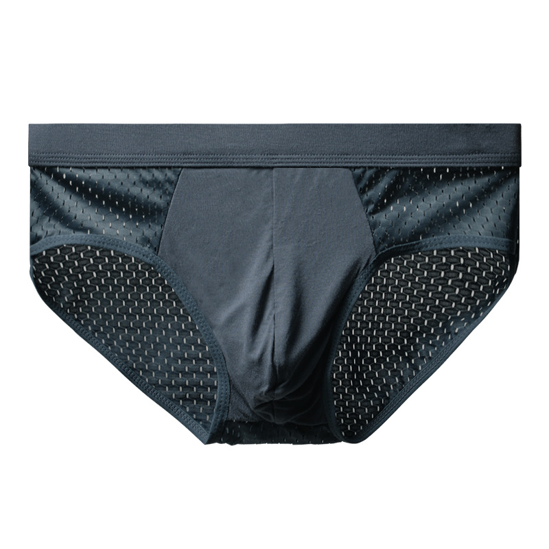 AliExpress Men Underwear Male Thin Breathable Triangle Panties for Men's Ice Silk Briefs Mesh Sexy Square Corner Pants for men's Shorts, view 2