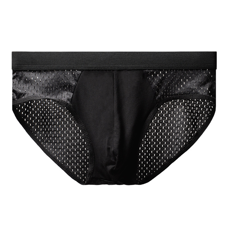 AliExpress Men Underwear Male Thin Breathable Triangle Panties for Men's Ice Silk Briefs Mesh Sexy Square Corner Pants for men's Shorts, view 4