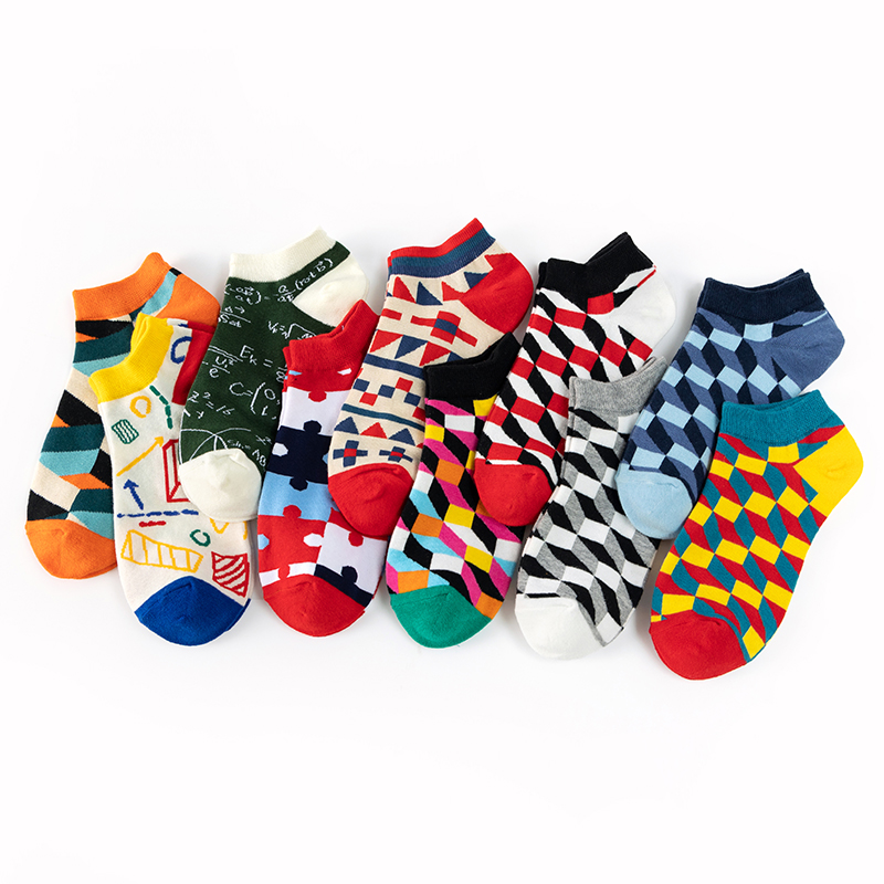 AliExpress Men Women Unisex Spring Summer Combed Cotton Casual Funny Socks Street Skateboard Novelty Oil Painting Comfortable Ankle Socks, view 2