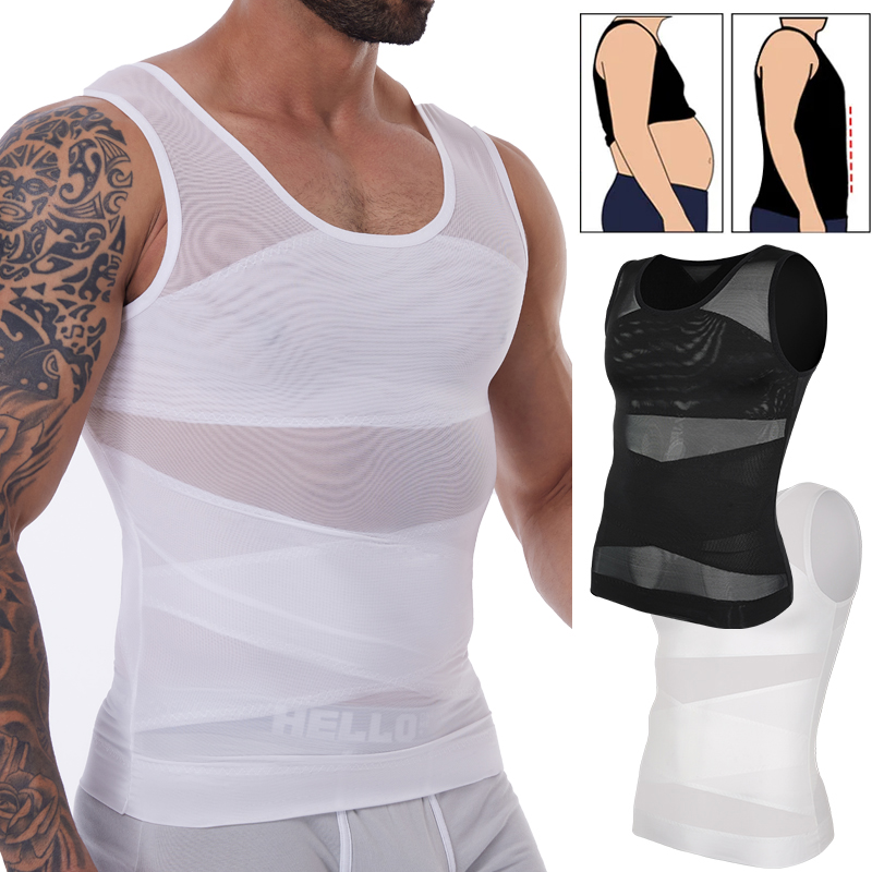 AliExpress Mens Slimming Body Shaper Vest Gynecomastia Compression Shirts Tummy Control Sleeveless Undershirts Criss Cross Mesh Underwear