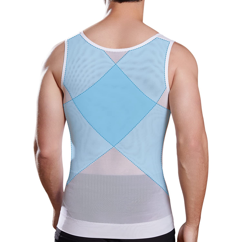 AliExpress Mens Slimming Body Shaper Vest Gynecomastia Compression Shirts Tummy Control Sleeveless Undershirts Criss Cross Mesh Underwear, view 4