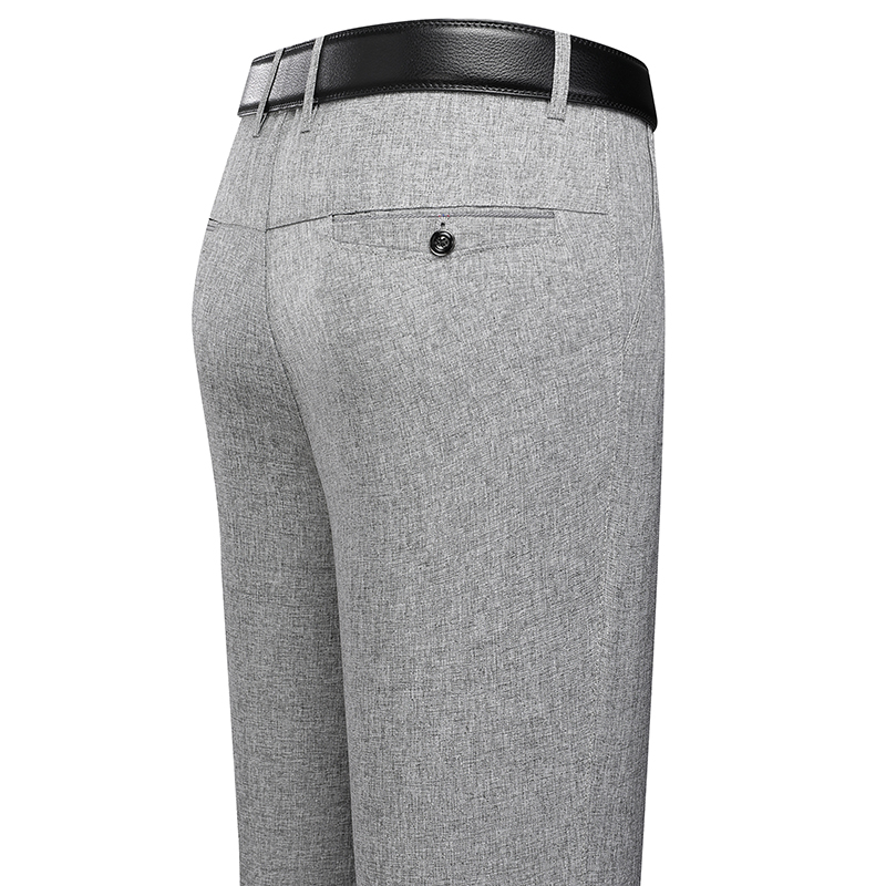 AliExpress Mens Trousers Business Casual Pants Summer Autumn Dress Straight Pants Elastic Black Grey Loose Formal Pants