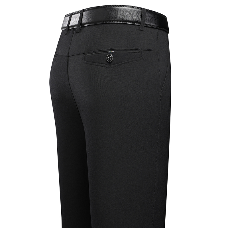 AliExpress Mens Trousers Business Casual Pants Summer Autumn Dress Straight Pants Elastic Black Grey Loose Formal Pants, view 2