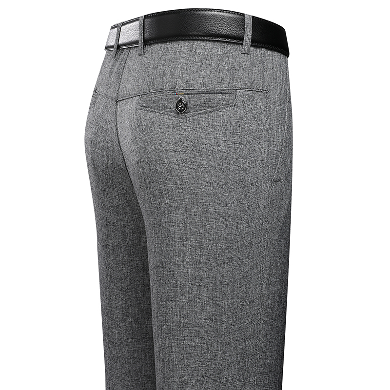 AliExpress Mens Trousers Business Casual Pants Summer Autumn Dress Straight Pants Elastic Black Grey Loose Formal Pants, view 3