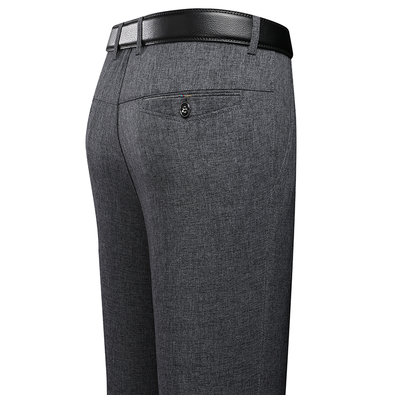 AliExpress Mens Trousers Business Casual Pants Summer Autumn Dress Straight Pants Elastic Black Grey Loose Formal Pants, view 4