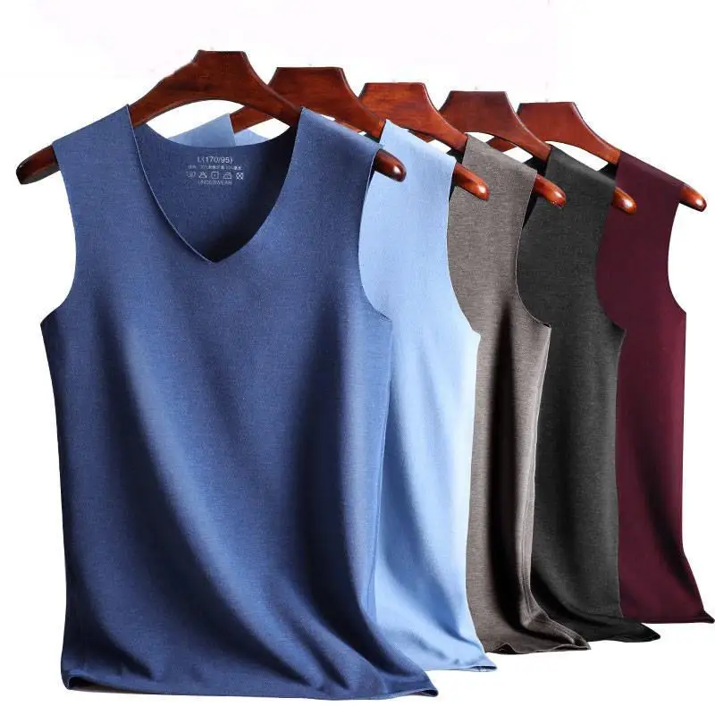 AliExpress Mens Underwear 37° Heating Fiber Plus Velvet Seamless Vest Men's Winter Slim Warm Bottoming Shirt Men's Speed Thermal Underwear