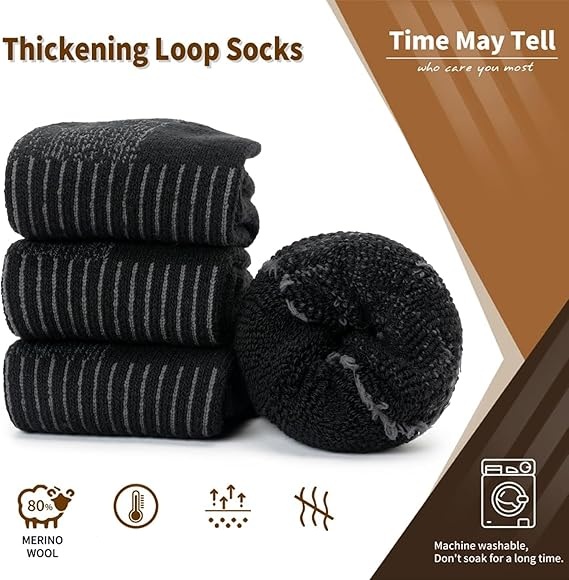 AliExpress Merino Wool Thermal Socks, Suitable for Both Men and Women, 3 Pairs of Fully Cushioned Winter Boot Socks, Ideal for Hiking and Working in Cold Weather, view 2