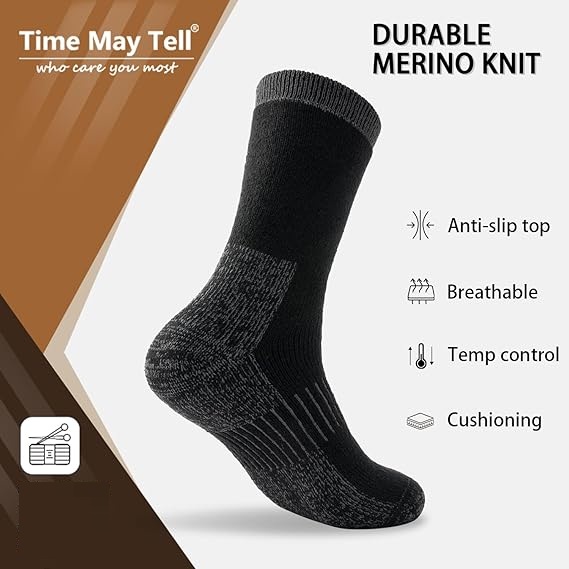 AliExpress Merino Wool Thermal Socks, Suitable for Both Men and Women, 3 Pairs of Fully Cushioned Winter Boot Socks, Ideal for Hiking and Working in Cold Weather, view 3