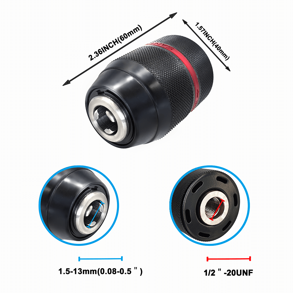 AliExpress Metal Heavy Duty 1/2-20UNF 13mm Keyless Drill Chuck Hex Shank/SDS/Socket Square Female Adaptor Hardware Tool Professional, view 2