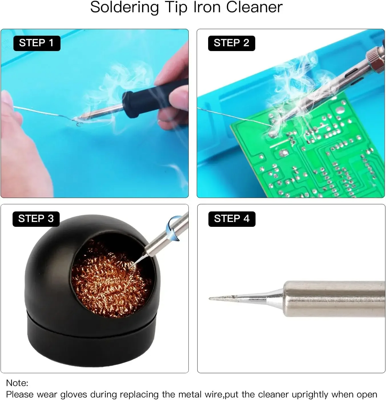 AliExpress Wire Mesh Soldering Iron Tip Cleaner with Stand, view 4
